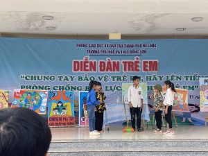 Trường TH&THCS Đồng Sơn: Diễn đàn trẻ em với chủ đề: “Chung tay bảo vệ trẻ em, hãy lên tiếng phòng chống bạo lực xâm hại trẻ em” 