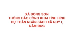 XÃ ĐỒNG SƠN  THÔNG BÁO CÔNG KHAI TÌNH HÌNH DỰ TOÁN NGÂN SÁCH XÃ QUÝ I, NĂM 2023 