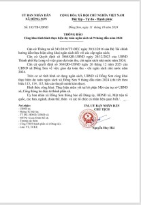UBND xã Đồng Sơn Thông báo Công khai tình hình thực hiện dự toán ngân sách xã 9 tháng đầu năm 2024 