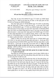 Báo tình hình phát triển kinh tế xã hội xã Đồng Sơn năm 2024 