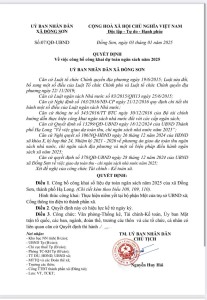 UBND XÃ ĐỒNG SƠN QUYẾT ĐỊNH VỀ VIỆC CÔNG BỐ CÔNG KHAI DỰ TOÁN NGÂN SÁCH NĂM 2025