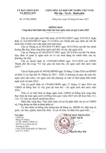 UBND XÃ ĐỒNG SƠN THÔNG BÁO CÔNG KHAI TÌNH HÌNH THỰC HIỆN DỰ TOÁN NGÂN SÁCH XÃ QUÝ I, NĂM 2025 